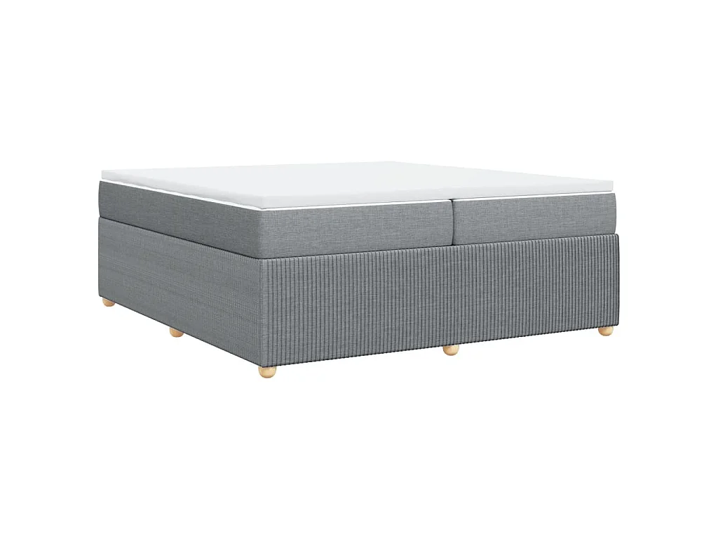 Cama box spring con colchón tela gris claro 200x200 cm