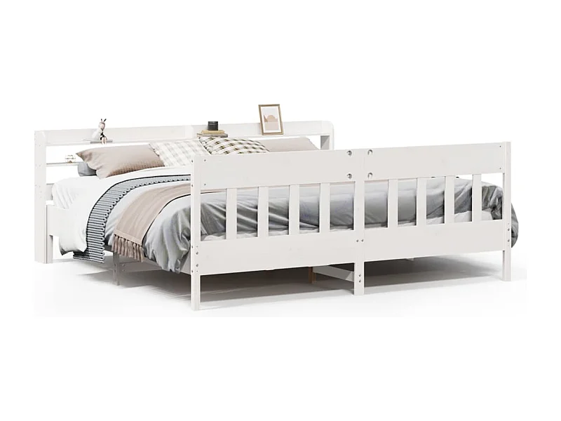 Cadre de lit sans matelas blanc 200x200 cm bois massif de pin