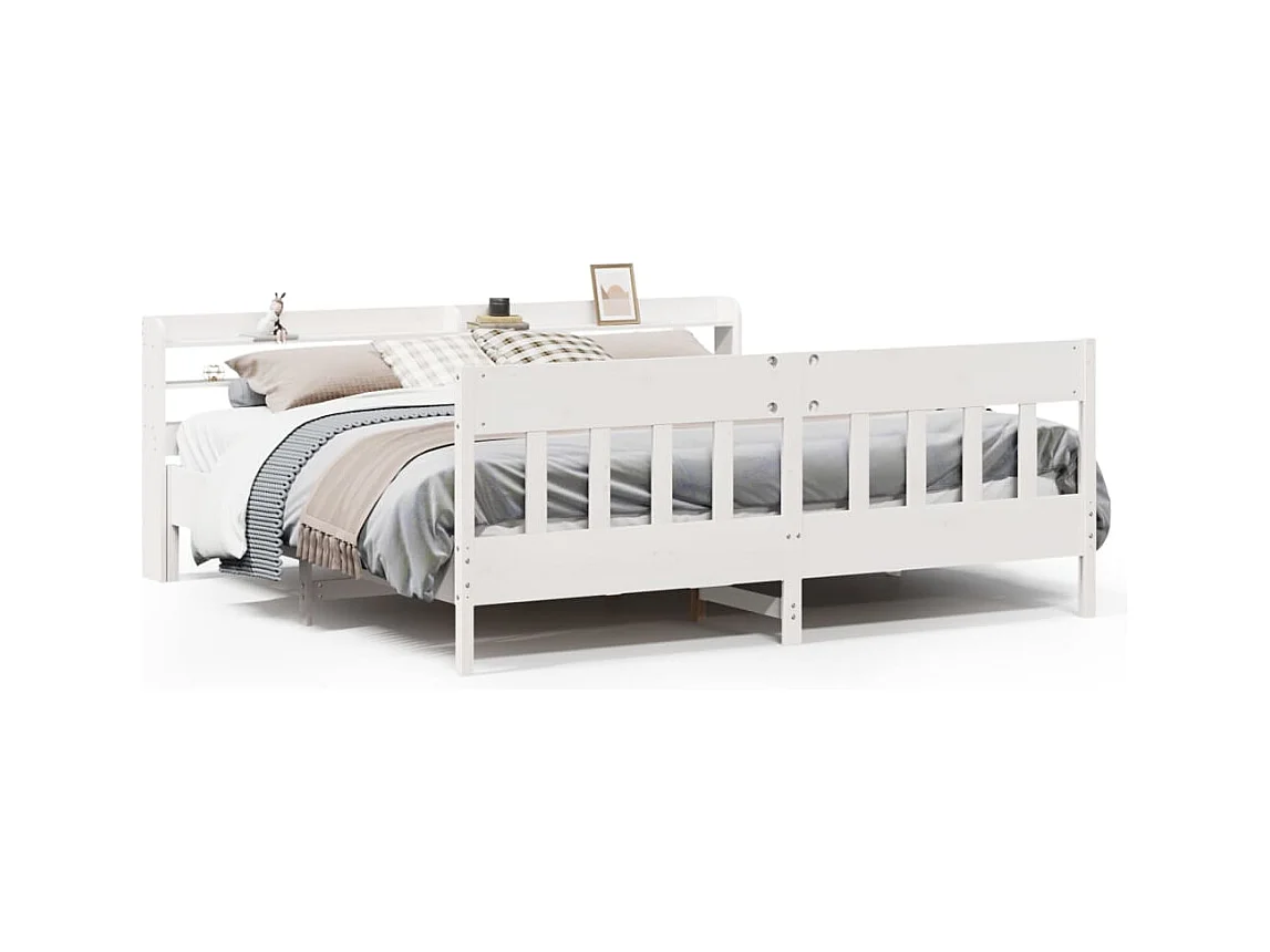 Cadre de lit sans matelas blanc 200x200 cm bois massif de pin