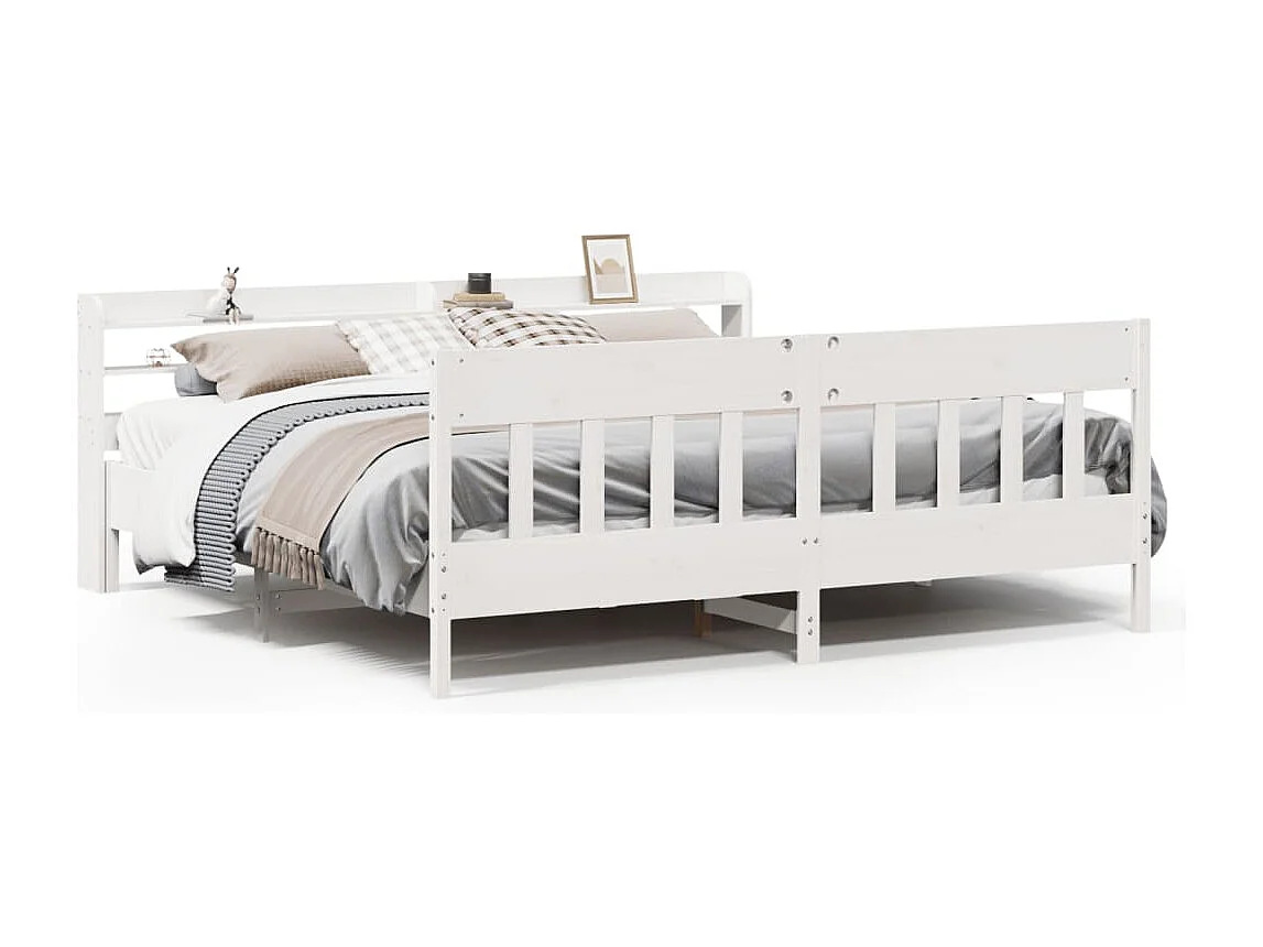 Cadre de lit sans matelas blanc 200x200 cm bois massif de pin