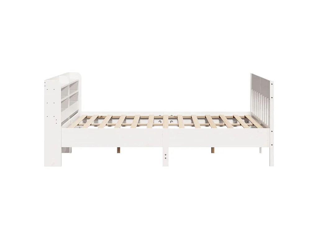 Cadre de lit sans matelas blanc 200x200 cm bois massif de pin