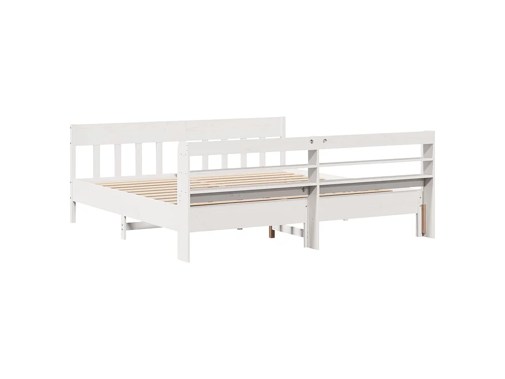 Cadre de lit sans matelas blanc 200x200 cm bois massif de pin