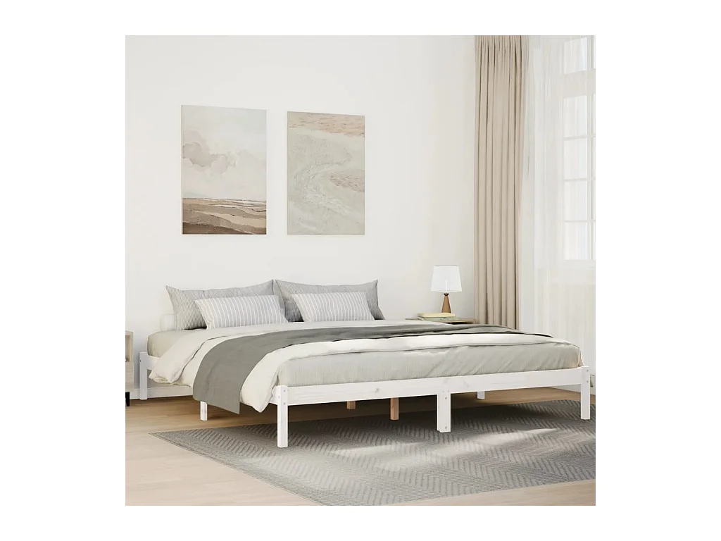 Bedframe extra lang zonder matras grenenhout wit 200x220 cm