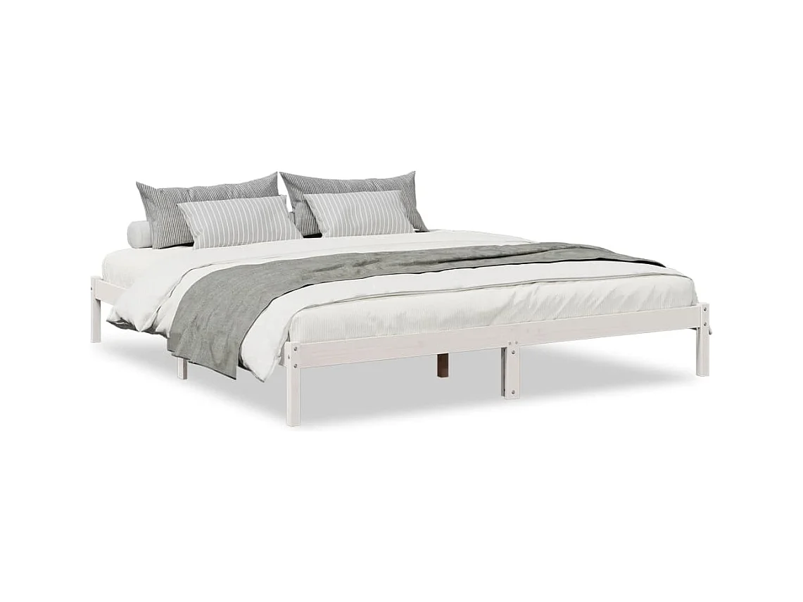 Bedframe extra lang zonder matras grenenhout wit 200x220 cm