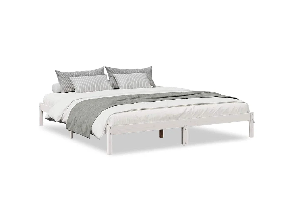 Cadre de lit extra long sans matelas 200x220 cm bois massif pin