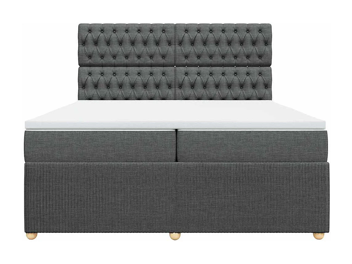 Sommier à lattes de lit avec matelas Gris foncé 200x200cm Tissu