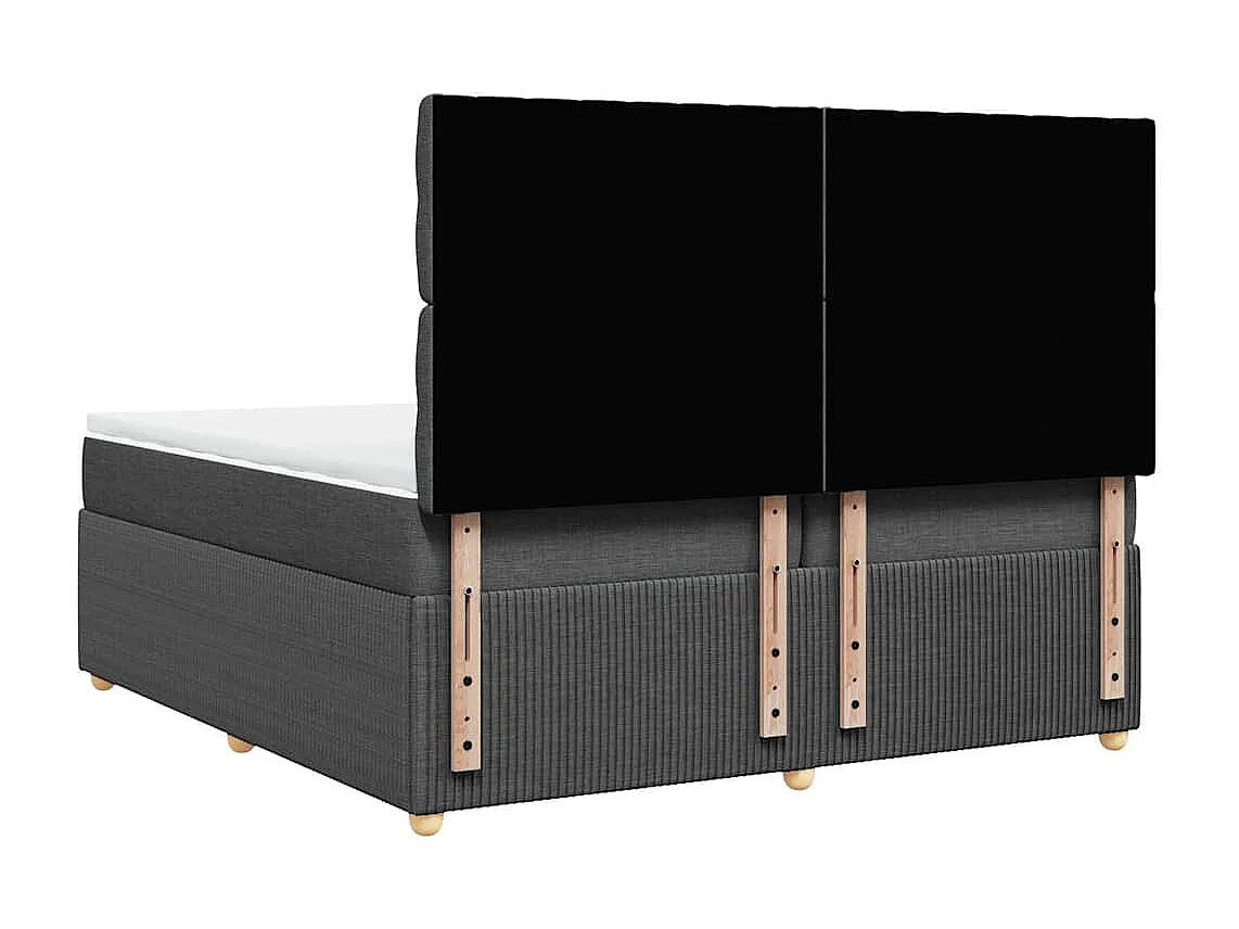 Sommier à lattes de lit avec matelas Gris foncé 200x200cm Tissu