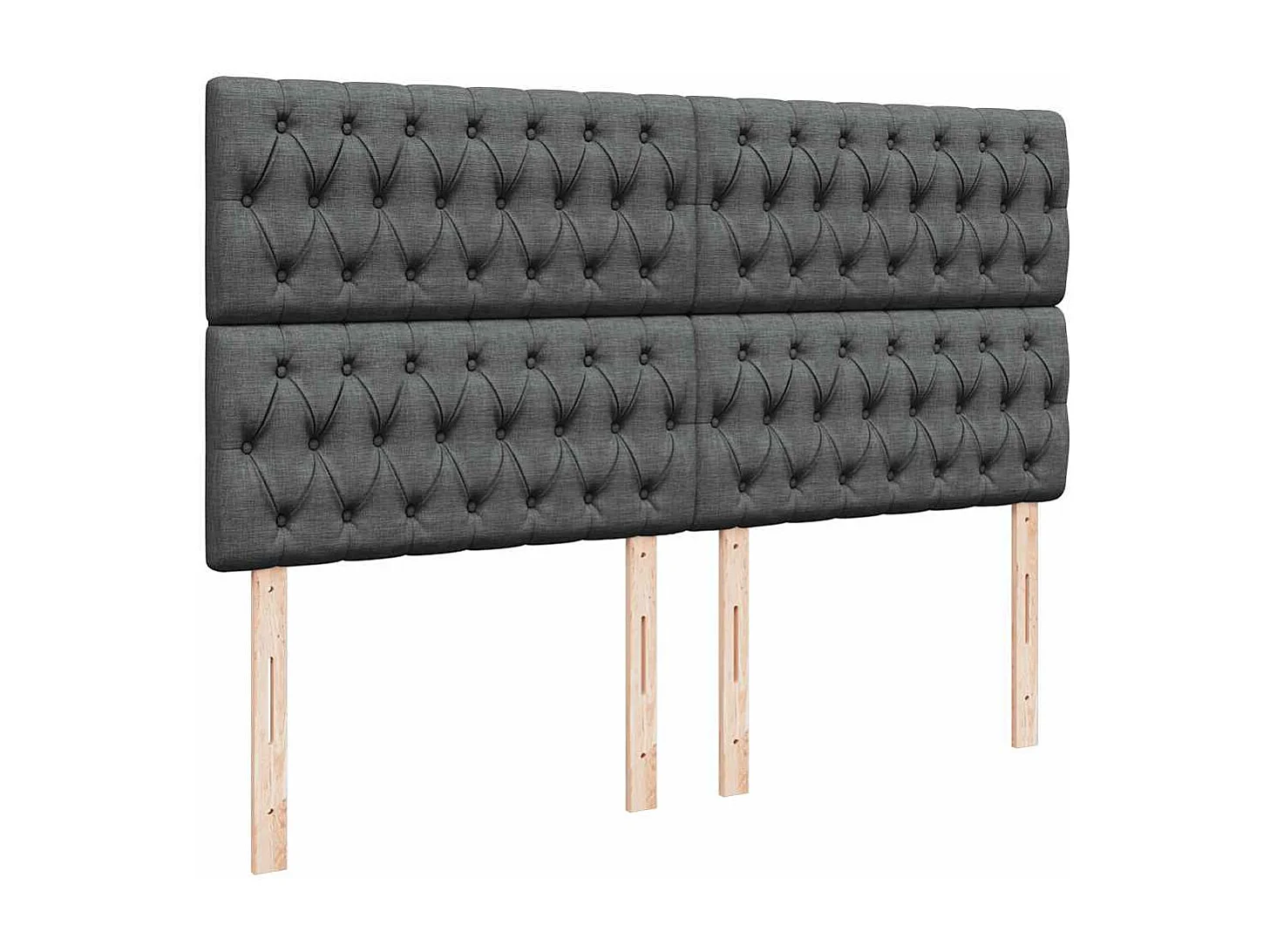 Sommier à lattes de lit avec matelas Gris foncé 200x200cm Tissu