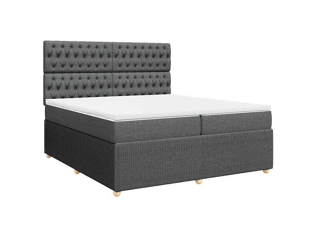 Boxspringbett mit Matratze Dunkelgrau 200x200 cm Stoff