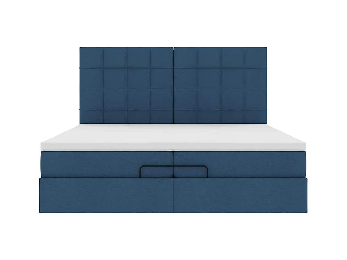 Cadre de lit ottoman avec matelas bleu 200x200cm tissu