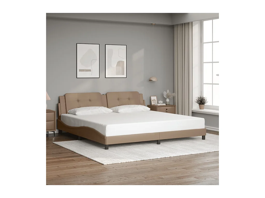 Cadre de lit sans matelas cappuccino 200x200 cm similicuir