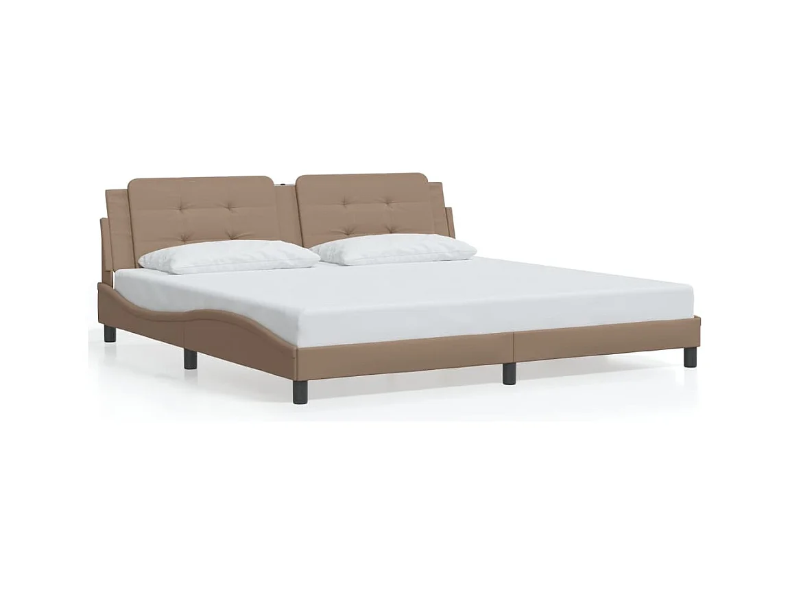 Cadre de lit sans matelas Zadar cappuccino 200x200 cm similicuir