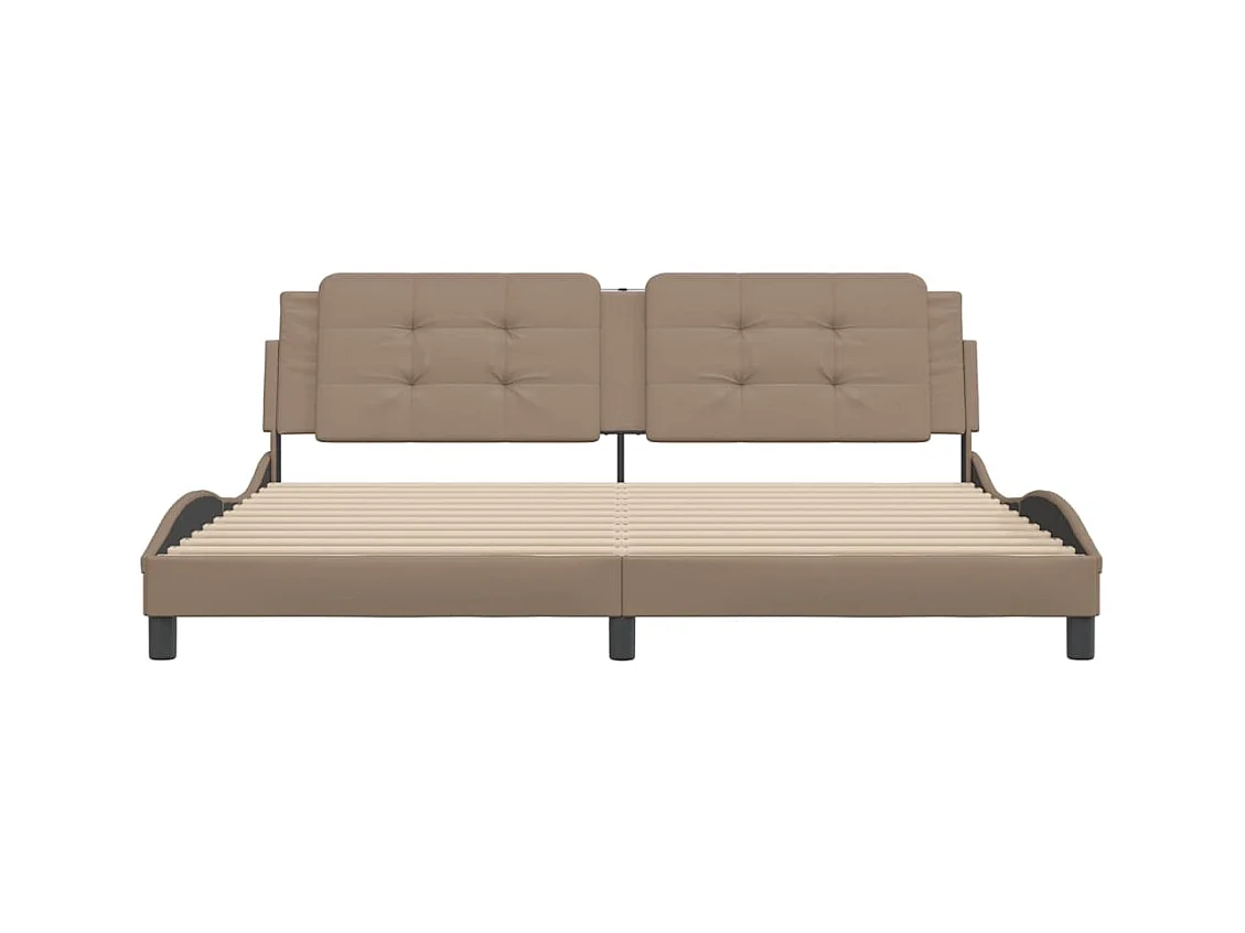 Cadre de lit sans matelas Zadar cappuccino 200x200 cm similicuir