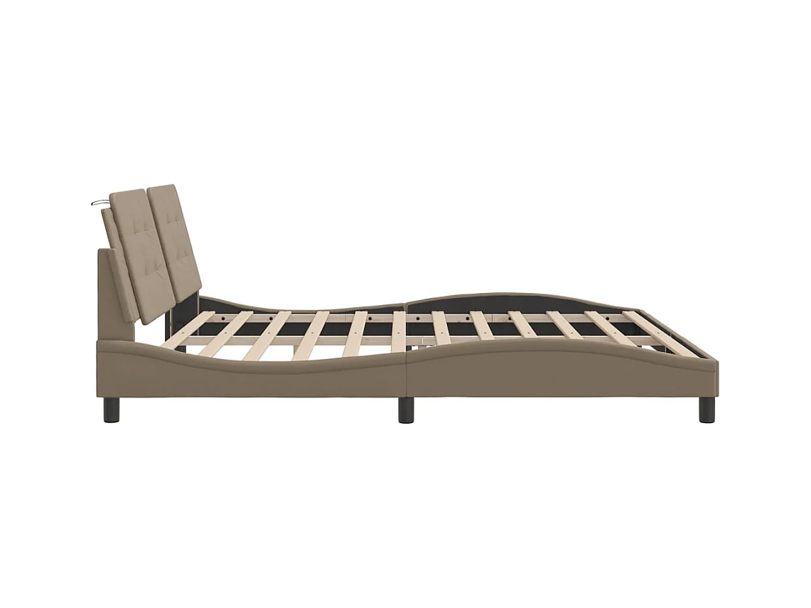 Cadre de lit sans matelas Zadar cappuccino 200x200 cm similicuir