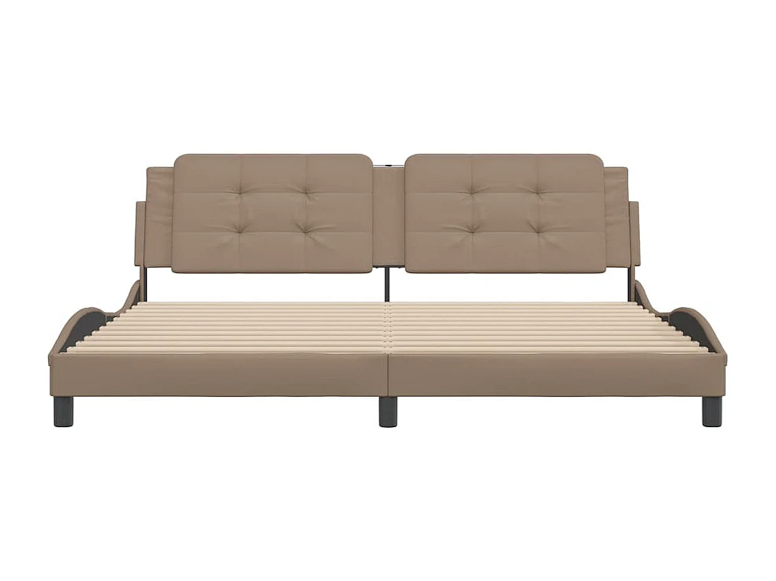 Cadre de lit sans matelas Zadar cappuccino 200x200 cm similicuir