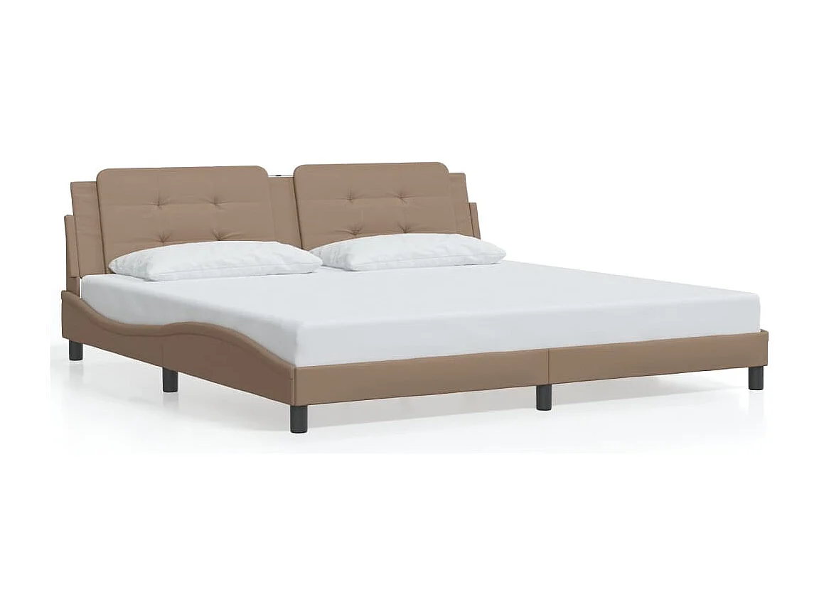 Cadre de lit sans matelas Zadar cappuccino 200x200 cm similicuir