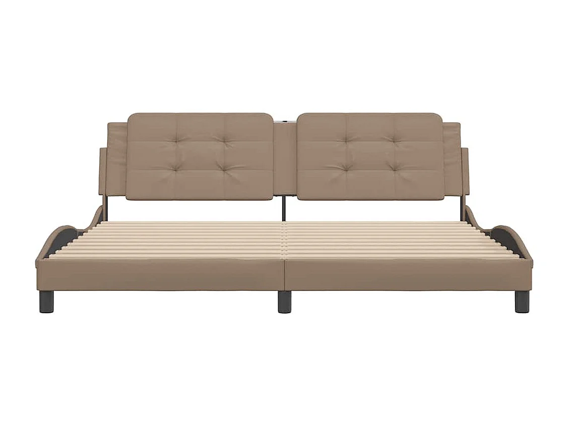 Cadre de lit sans matelas Zadar cappuccino 200x200 cm similicuir