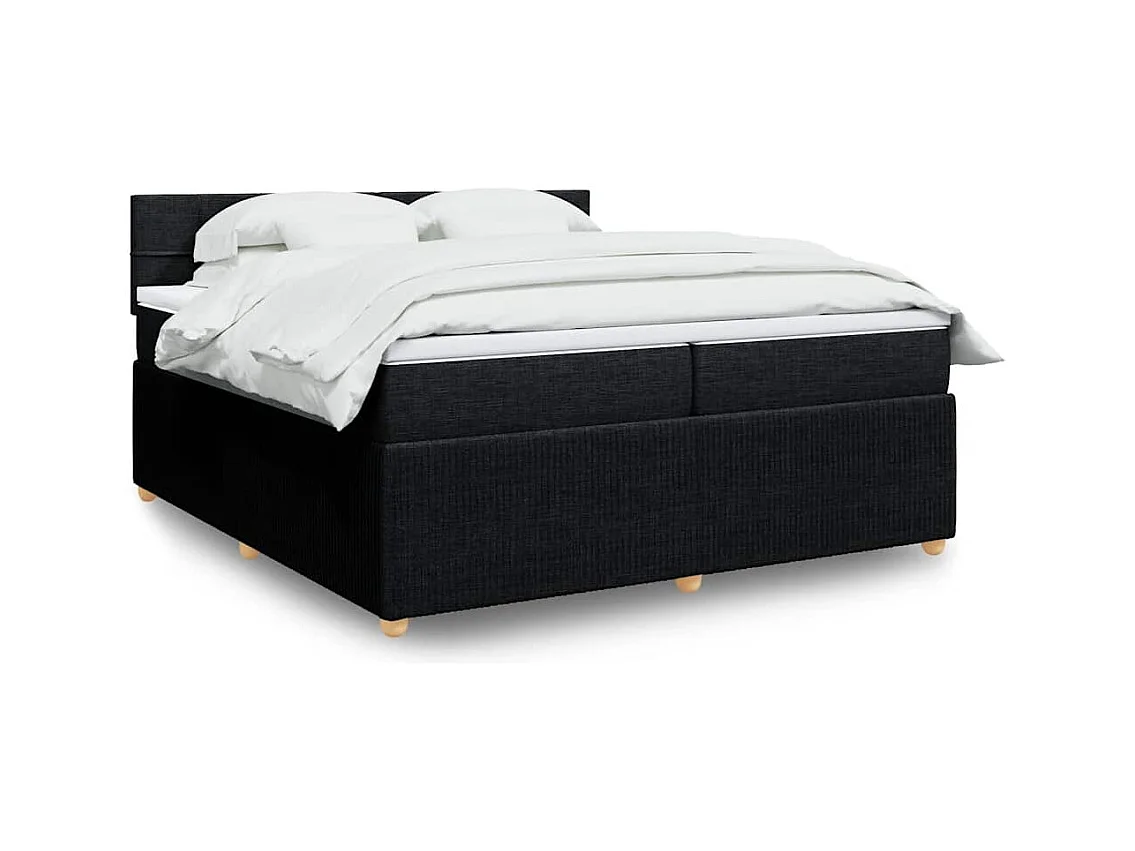 Sommier à lattes de lit avec matelas Noir 200x200 cm Tissu
