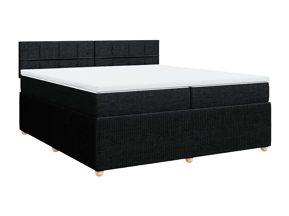 Cama box spring con colchón tela negro 200x200 cm