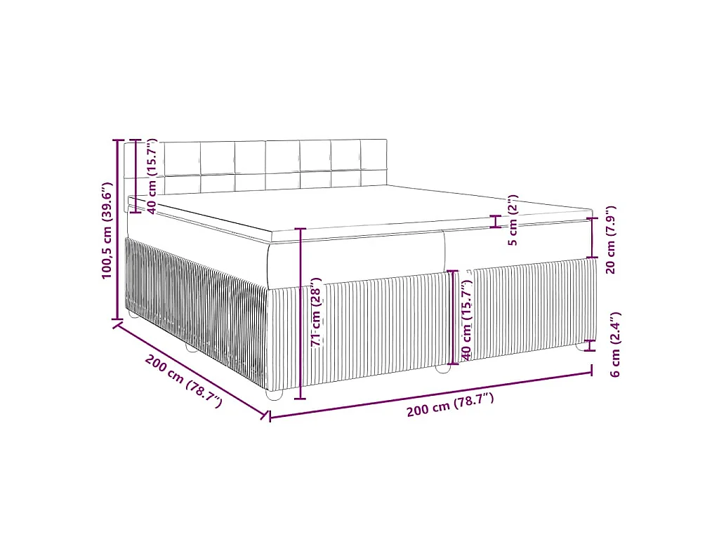 Boxspring met matras stof zwart 200x200 cm