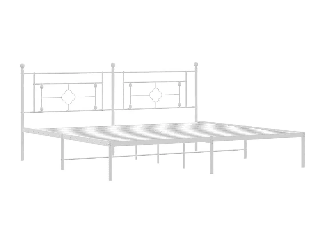 Cadre de lit métal sans matelas et tête de lit blanc 193x203 cm
