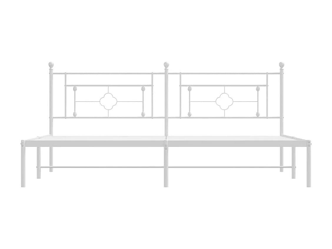 Cadre de lit métal sans matelas et tête de lit blanc 193x203 cm