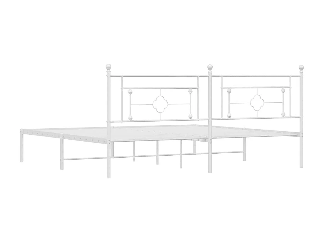 Cadre de lit métal sans matelas et tête de lit blanc 193x203 cm