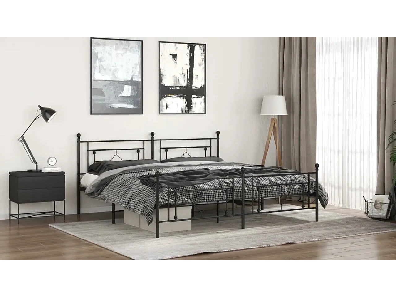 Bettgestell mit Kopfteil Metall Weiß 193x203 cm