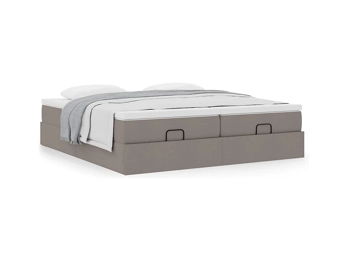Cadre de lit ottoman avec matelas taupe 200x200cm tissu