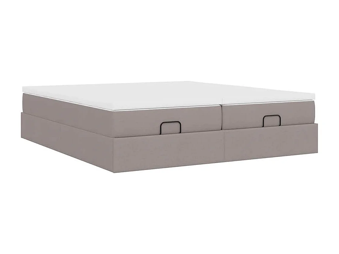 Cadre de lit ottoman avec matelas taupe 200x200cm tissu