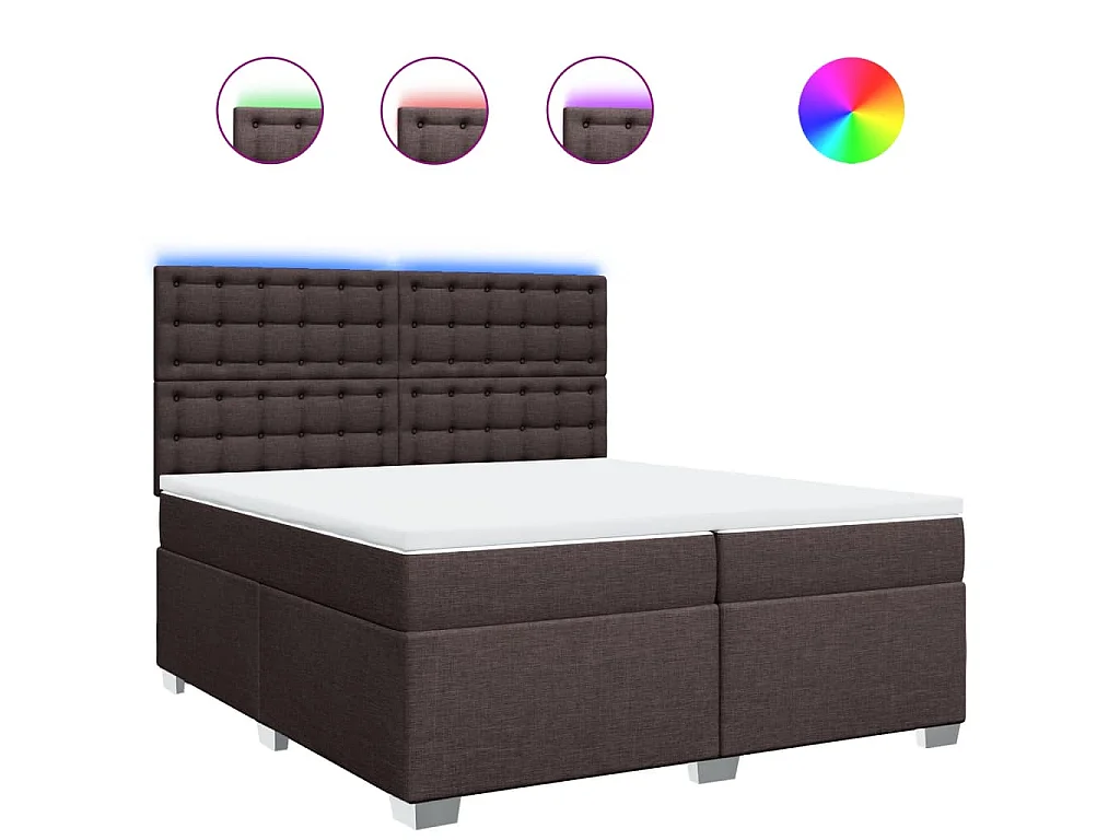 Cama box spring con colchón tela marrón oscuro 200x200 cm