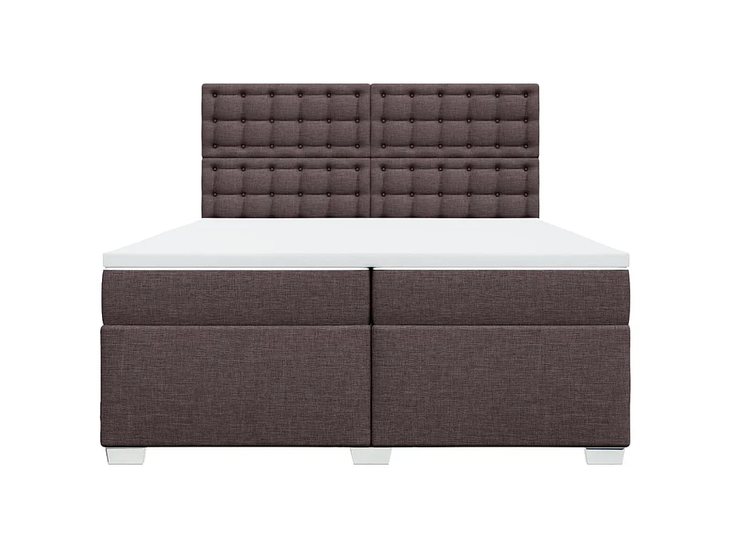 Cama box spring con colchón tela marrón oscuro 200x200 cm