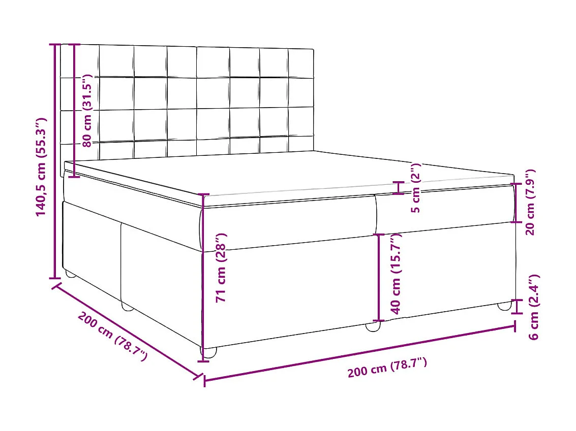 Boxspring met matras stof zwart 200x200 cm