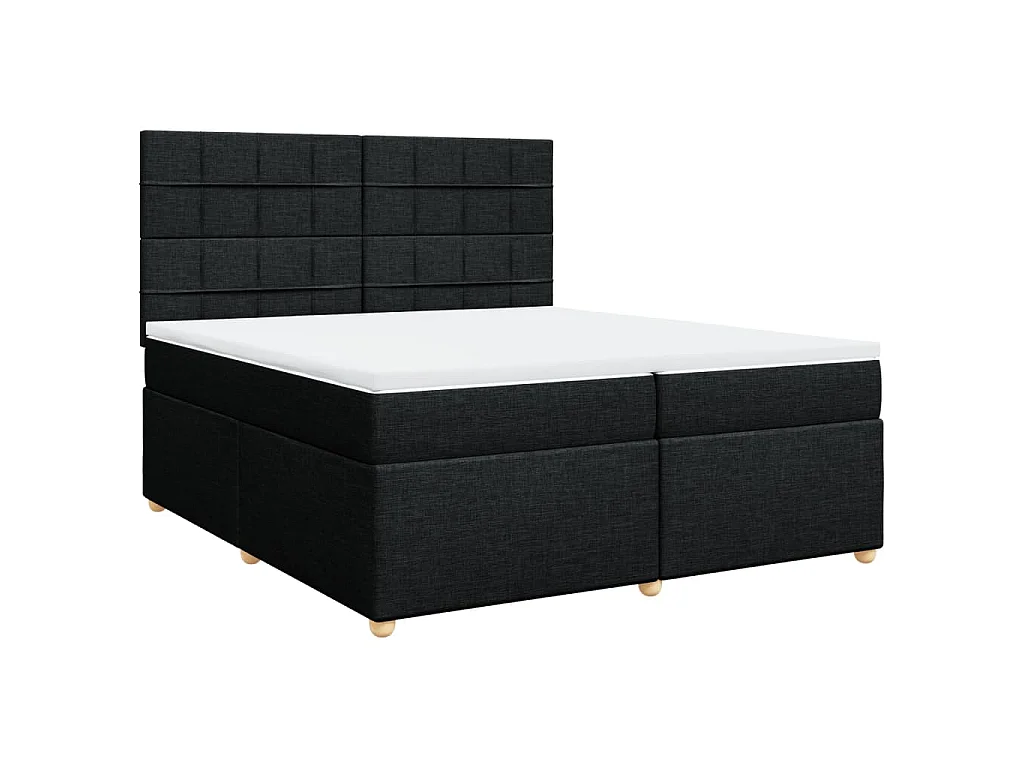Sommier à lattes de lit avec matelas Noir 200x200 cm Tissu