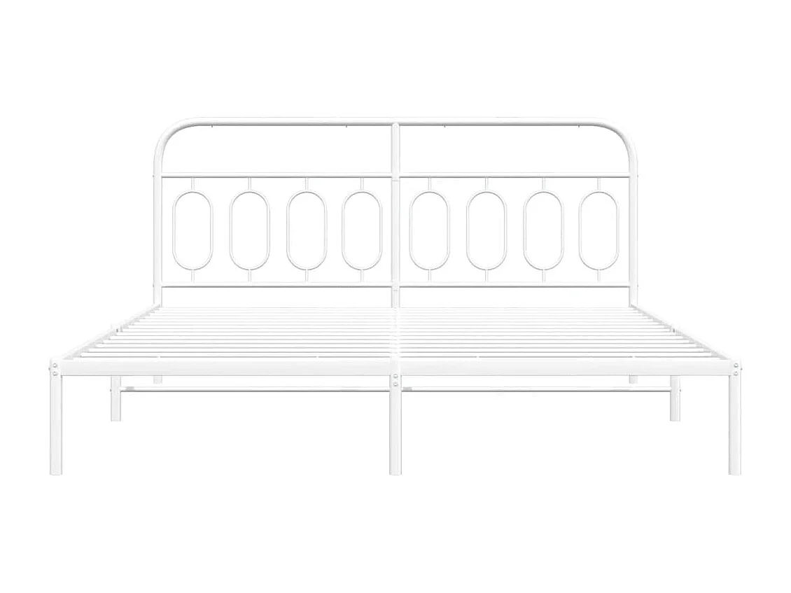 Cadre de lit métal sans matelas et tête de lit blanc 193x203 cm