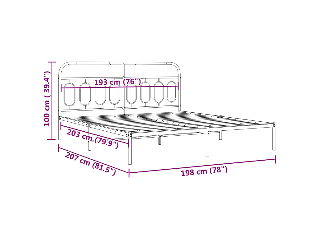 Estructura cama sin colchón con cabecero metal blanco 193x203cm