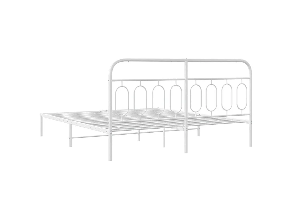 Estructura cama sin colchón con cabecero metal blanco 193x203cm