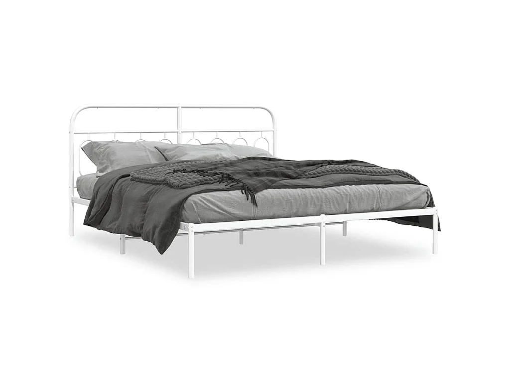 Estructura cama sin colchón con cabecero metal blanco 193x203cm