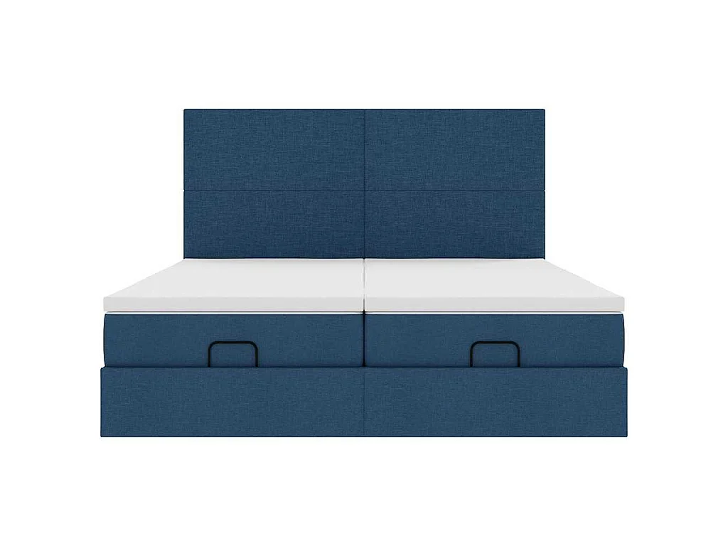 Cadre de lit ottoman avec matelas bleu 200x200cm tissu