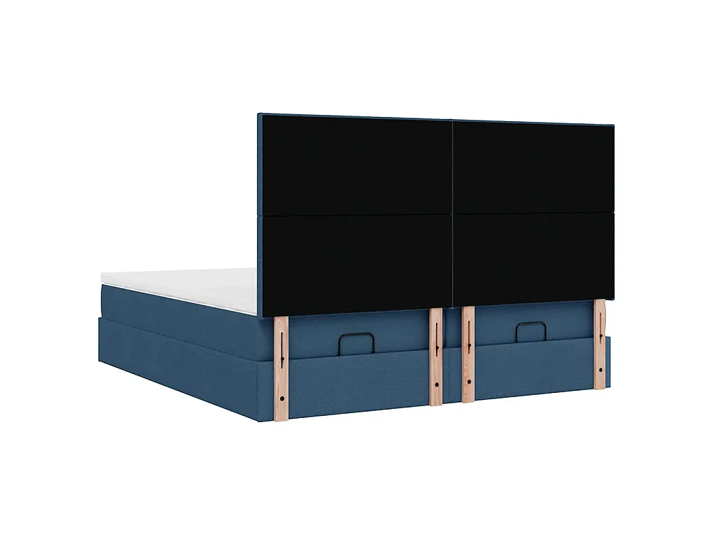 Cadre de lit ottoman avec matelas bleu 200x200cm tissu
