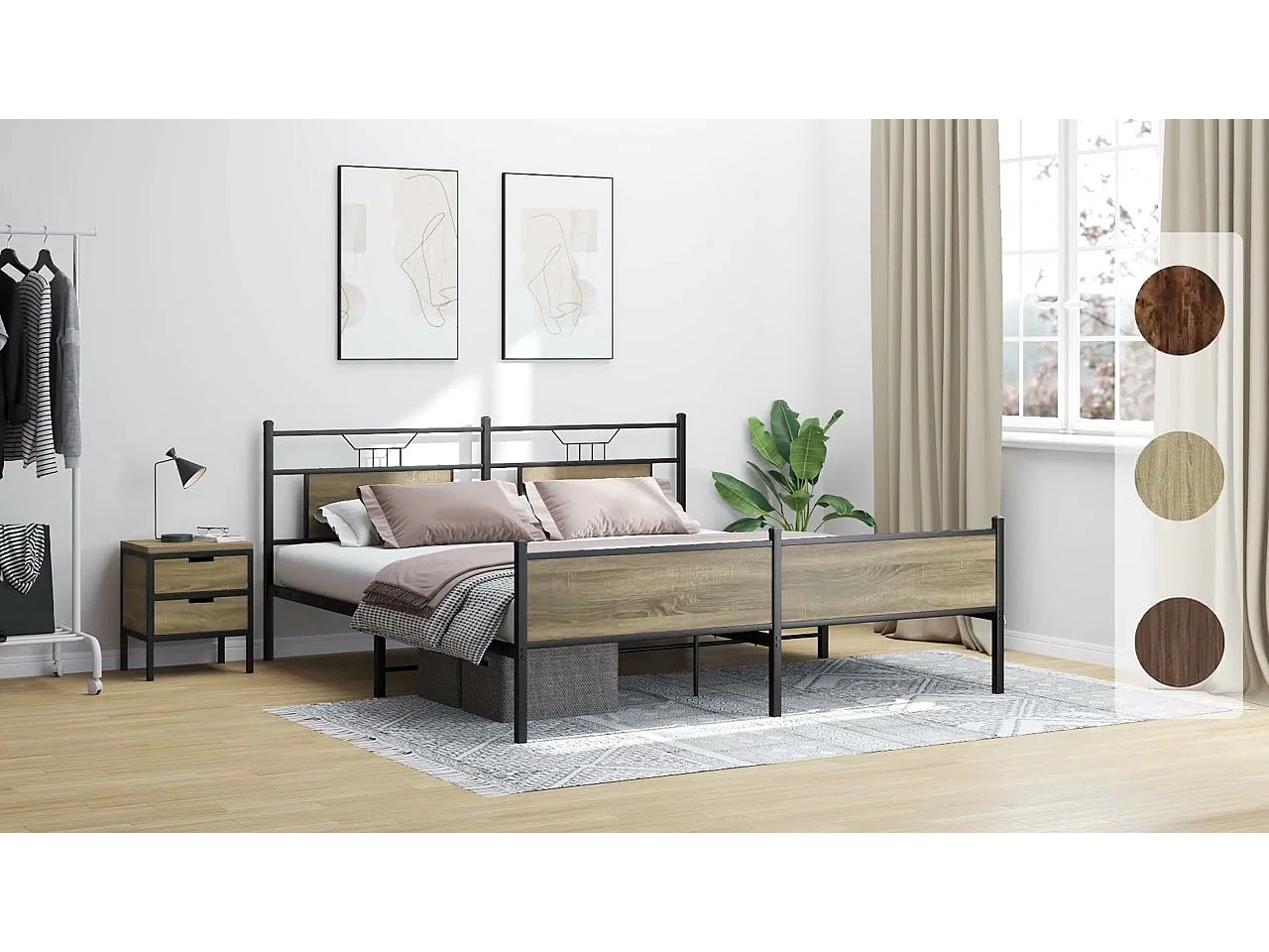 Bedframe zonder matras hout gerookt eikenkleurig 150x200 cm