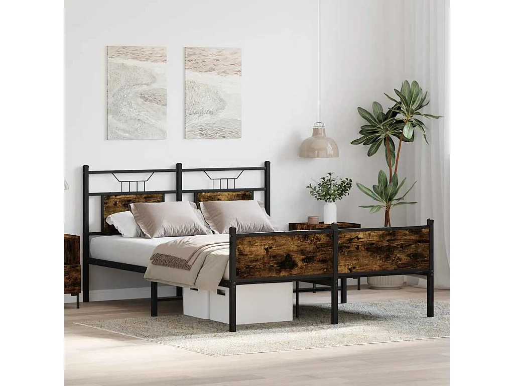 Bedframe zonder matras hout gerookt eikenkleurig 150x200 cm