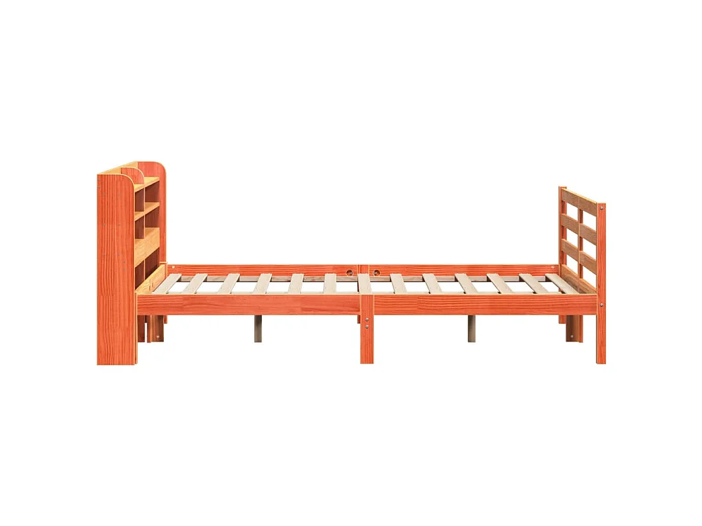 Cama sin colchón madera maciza pino marrón cera 150x200 cm