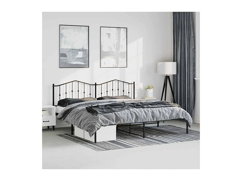 Estrutura de cama com cabeceira 193x203 cm metal preto