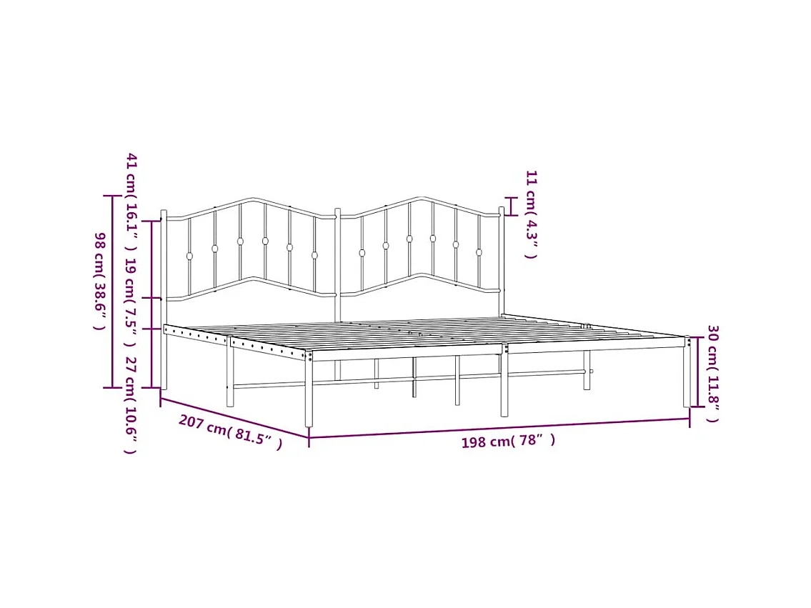 Estrutura de cama com cabeceira 193x203 cm metal preto