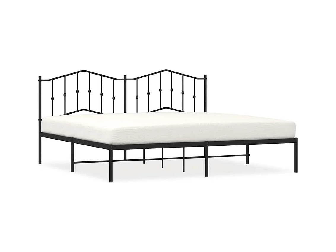 Cadre de lit métal sans matelas avec tête de lit noir 193x203cm