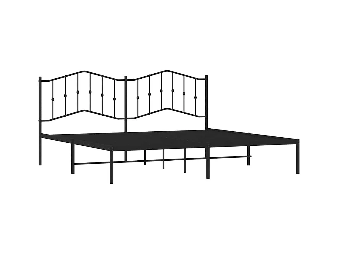 Cadre de lit métal sans matelas avec tête de lit noir 193x203cm