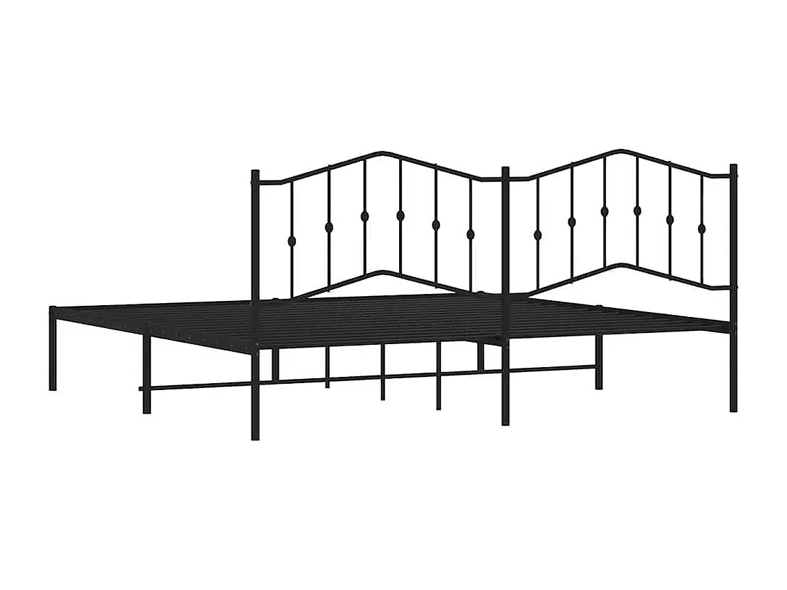 Cadre de lit métal sans matelas avec tête de lit noir 193x203cm