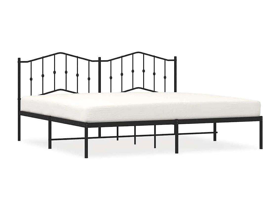Bedframe met hoofdbord metaal zwart 193x203 cm
