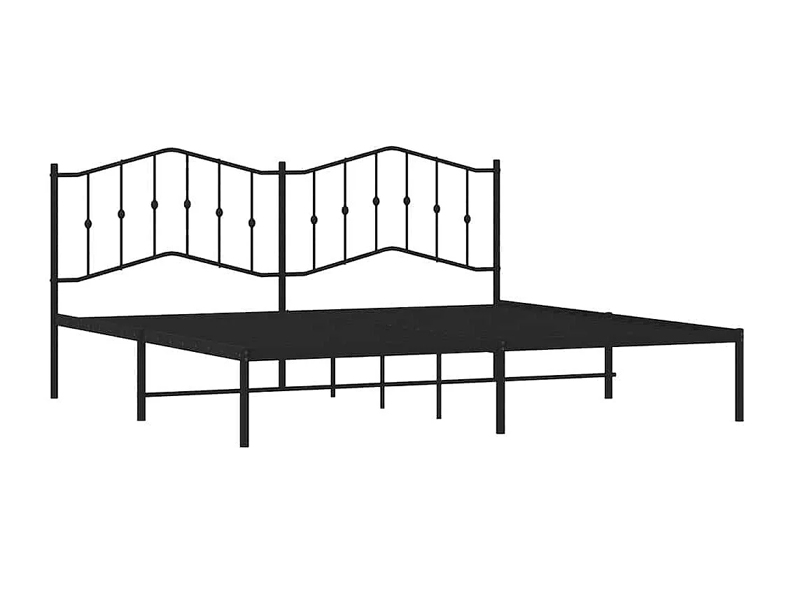 Bedframe met hoofdbord metaal zwart 193x203 cm